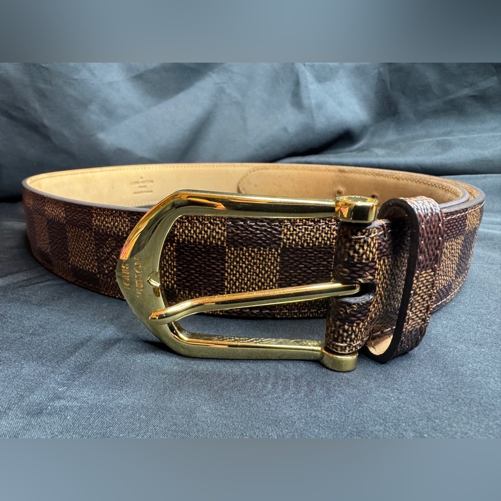 Louis Vuitton Damier Ebene Riveted Belt Size: 90/36